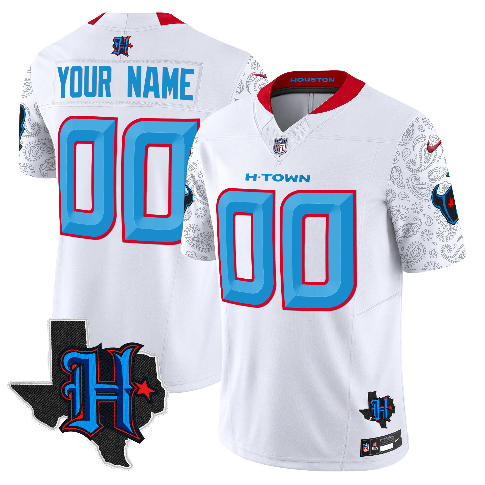 Houston Texans 2024 Texas Patch Vapor Limited Custom Jersey V4 - All Stitched - Image 4