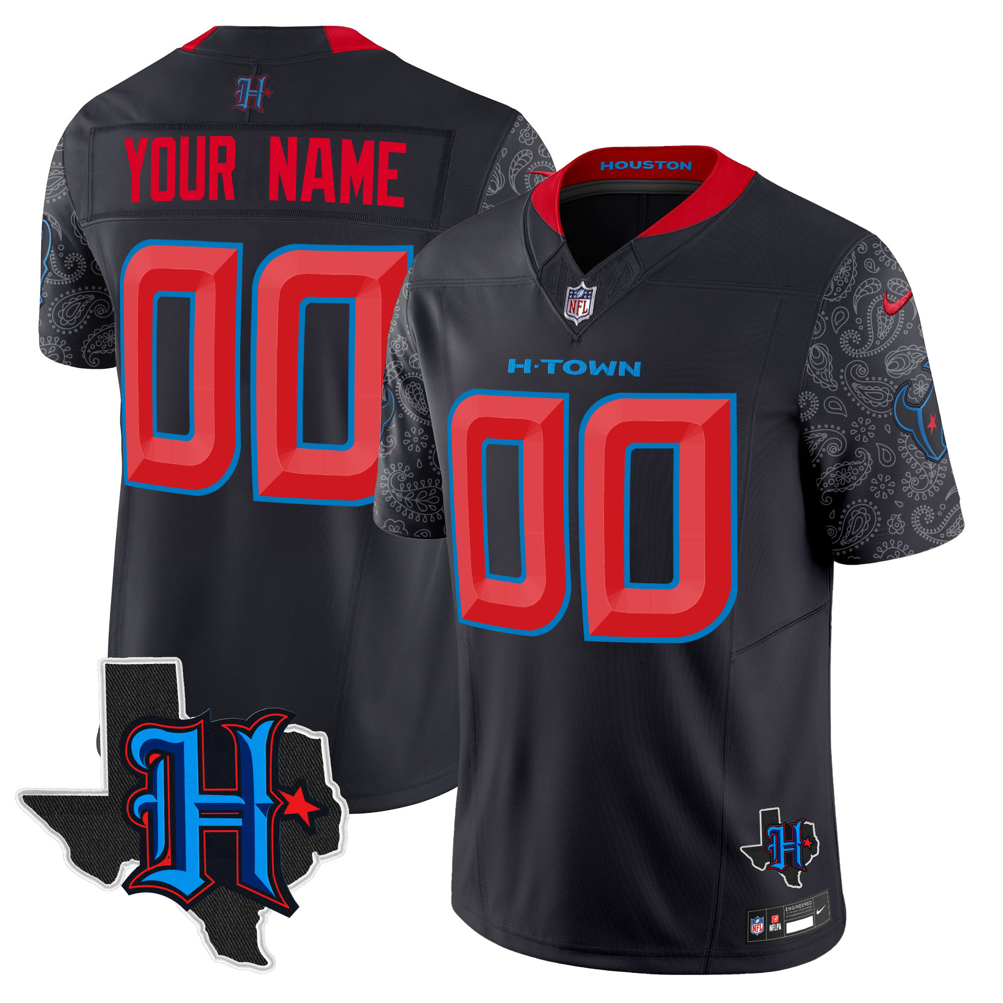 Houston Texans 2024 Texas Patch Vapor Limited Custom Jersey V4 - All Stitched - Image 2