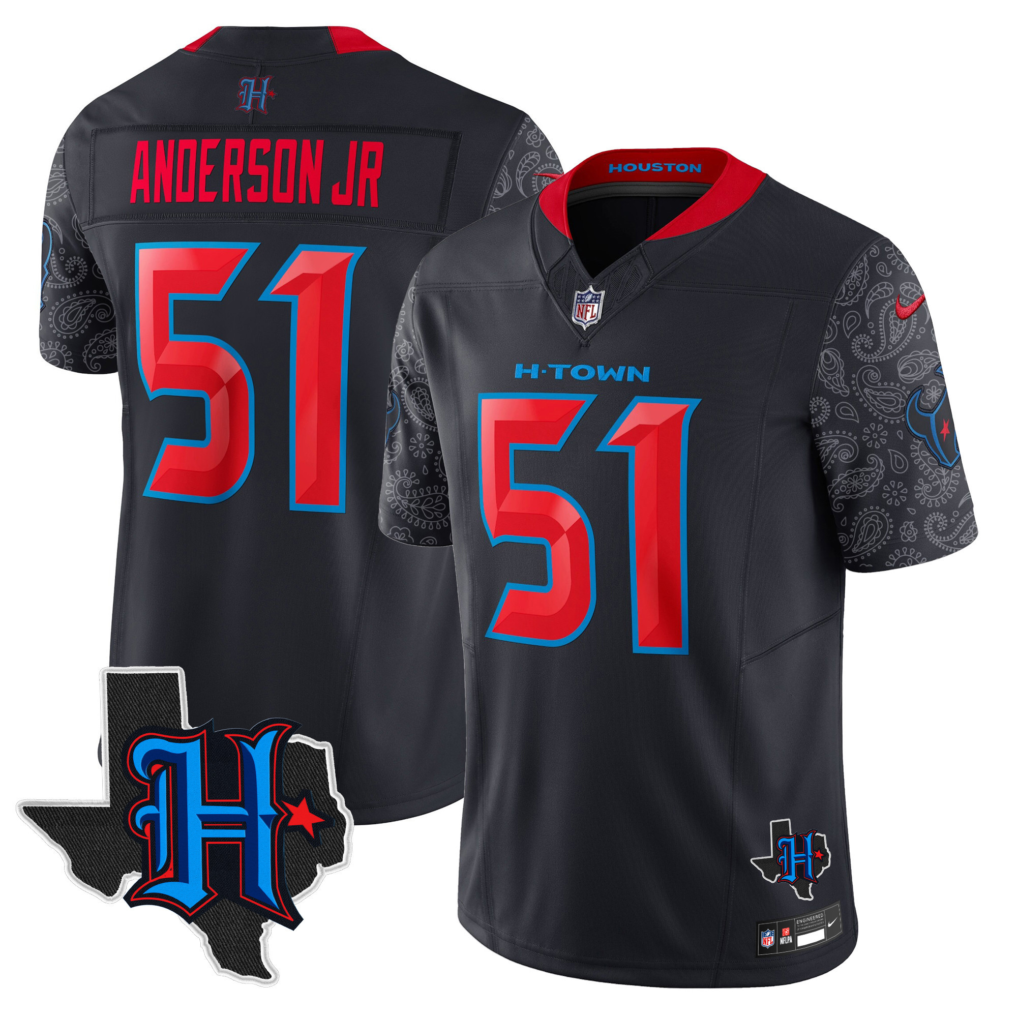 Men's Houston Texans 2024 Texas Patch Vapor Limited Jersey V4 - All Stitched - Image 15