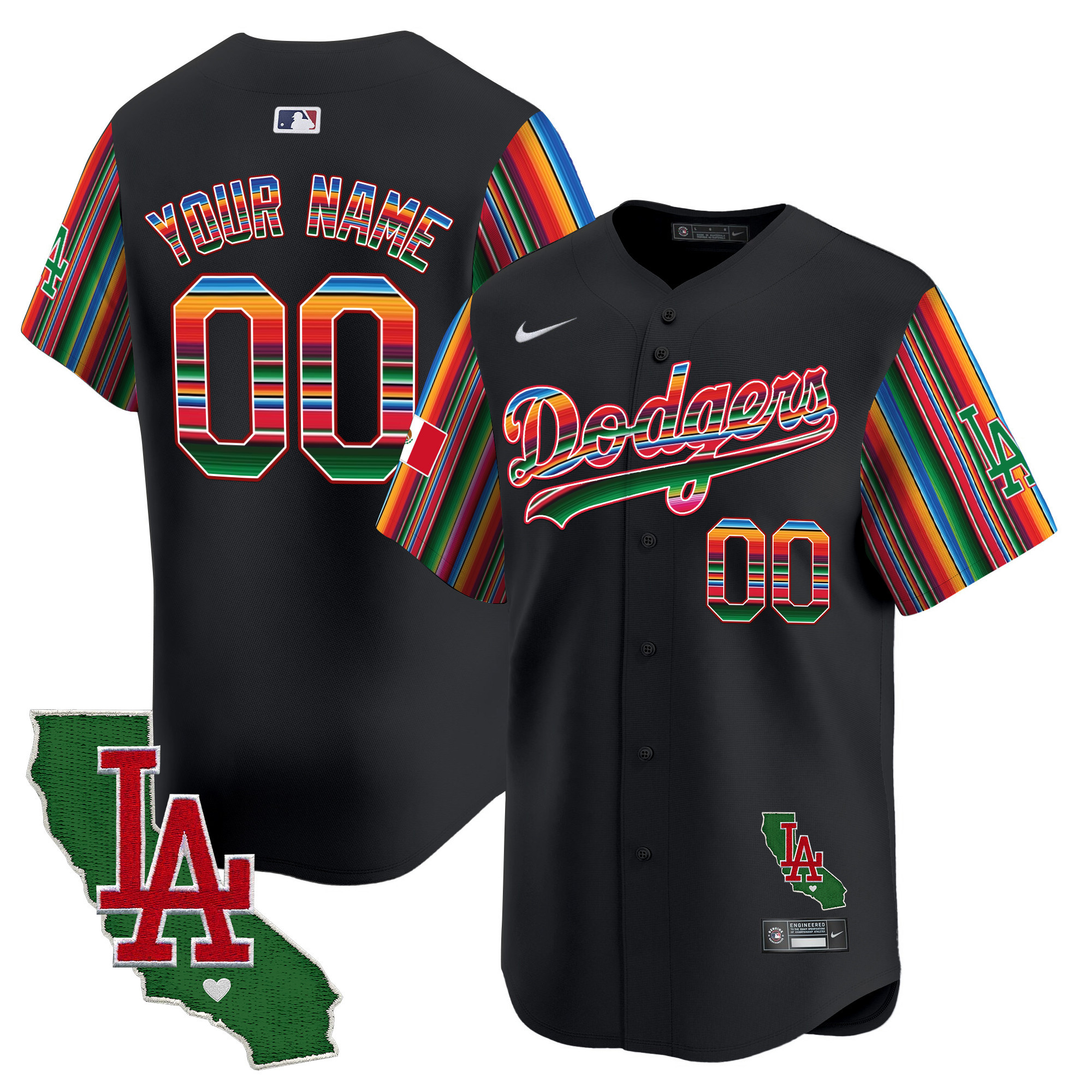 Dodgers Mexico California Patch Vapor Premier Limited Custom Jersey V5 - All Stitched - Image 3