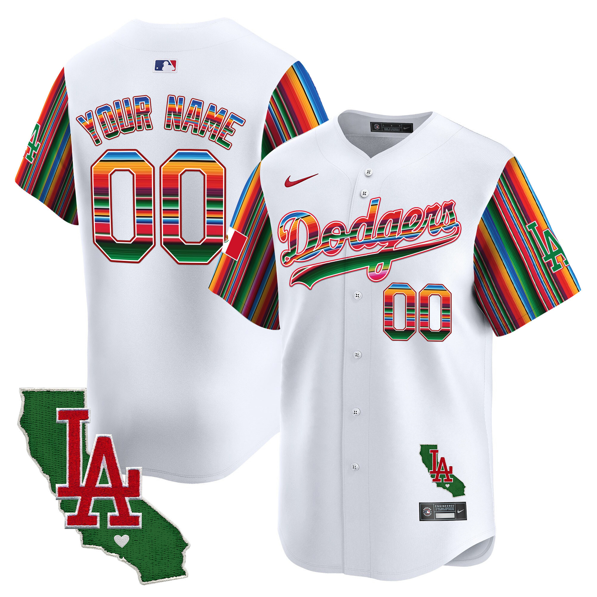 Dodgers Mexico California Patch Vapor Premier Limited Custom Jersey V5 - All Stitched