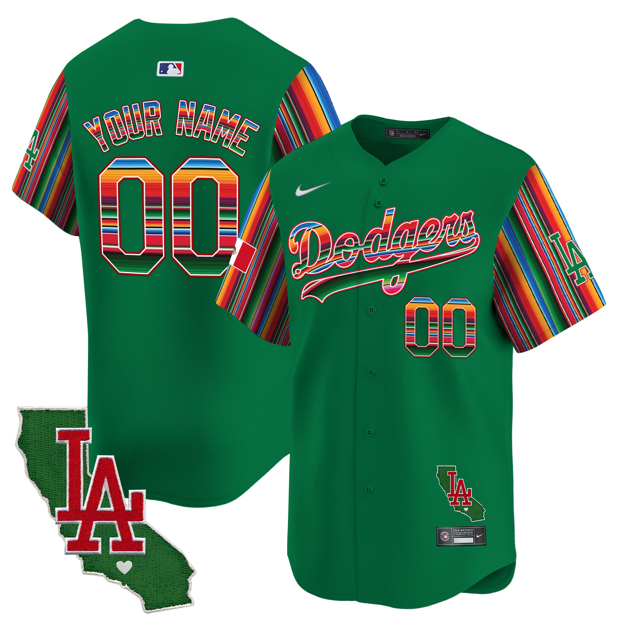Dodgers Mexico California Patch Vapor Premier Limited Custom Jersey V5 - All Stitched - Image 4