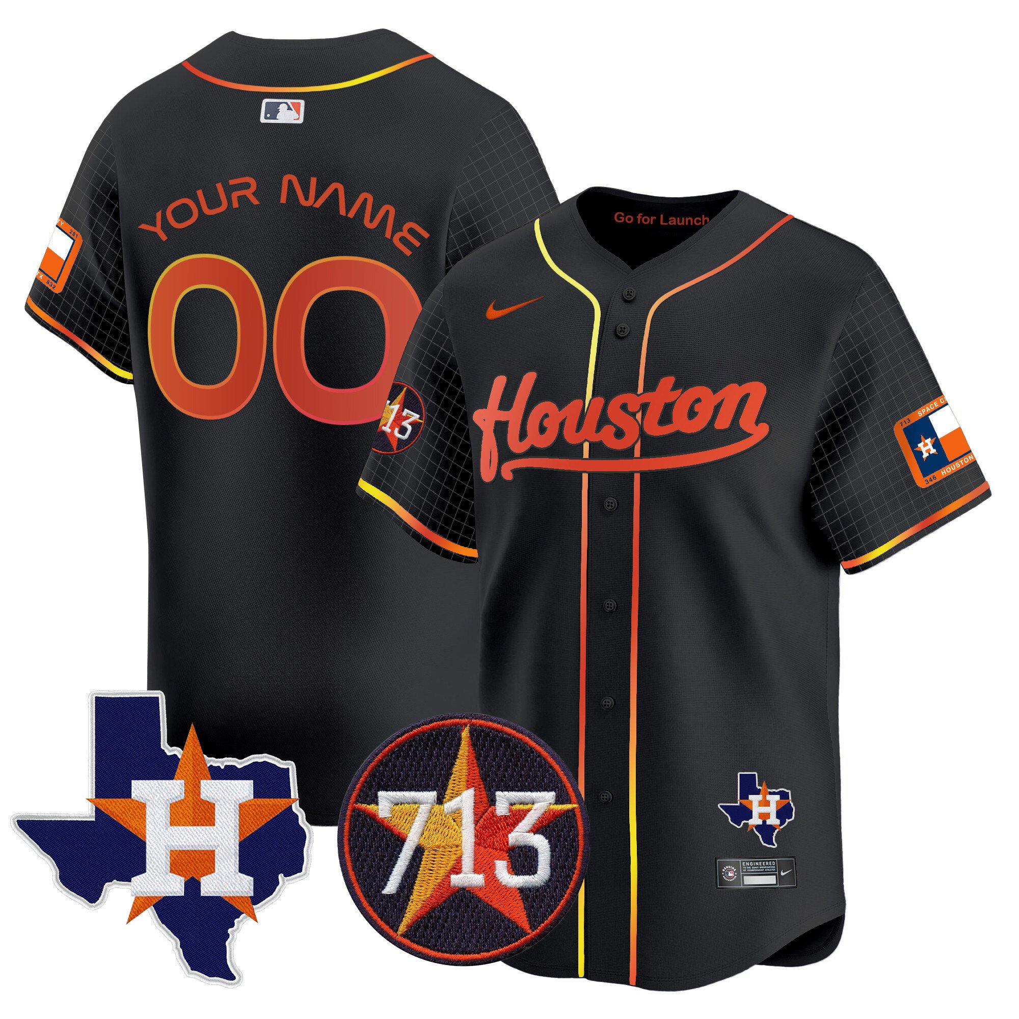 Astros Space City 713 Patch Vapor Premier Limited Custom Jersey - All Stitched - Image 2