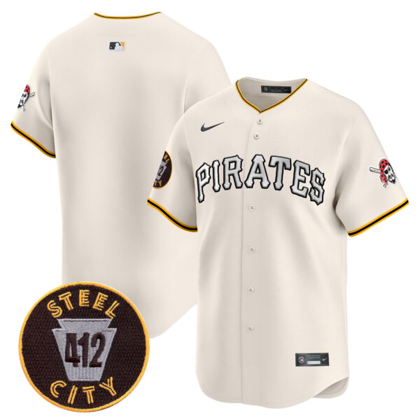 Men's Pittsburgh Pirates 412 Patch Vapor Premier Limited Jersey V6 - All Stitched - Image 21