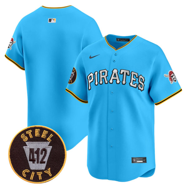 Men's Pittsburgh Pirates 412 Patch Vapor Premier Limited Jersey V6 - All Stitched - Image 35