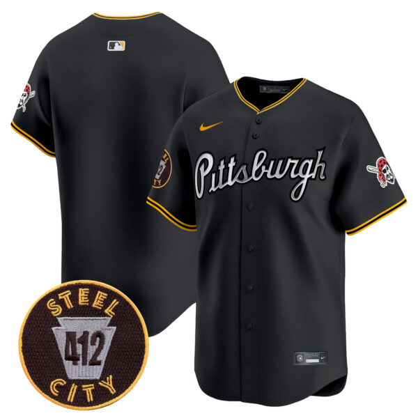 Men's Pittsburgh Pirates 412 Patch Vapor Premier Limited Jersey V7 - All Stitched - Image 14