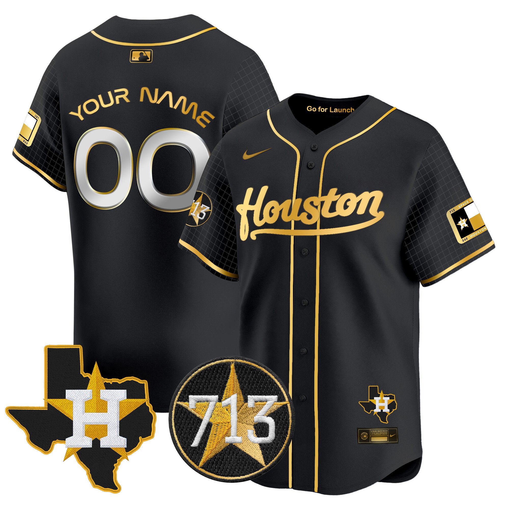 Astros Space City 713 Patch Vapor Premier Limited Custom Jersey - All Stitched - Image 3