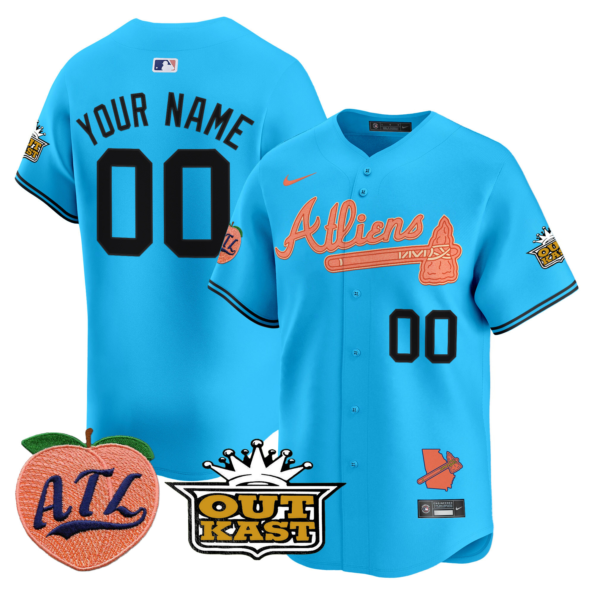 Atlanta Braves Atliens & Peach Vapor Premier Limited Custom Jersey - All Stitched - Image 4