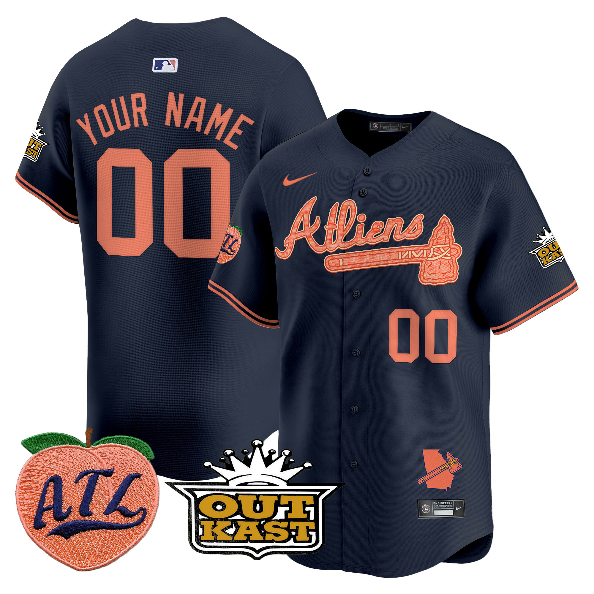 Atlanta Braves Atliens & Peach Vapor Premier Limited Custom Jersey - All Stitched - Image 3