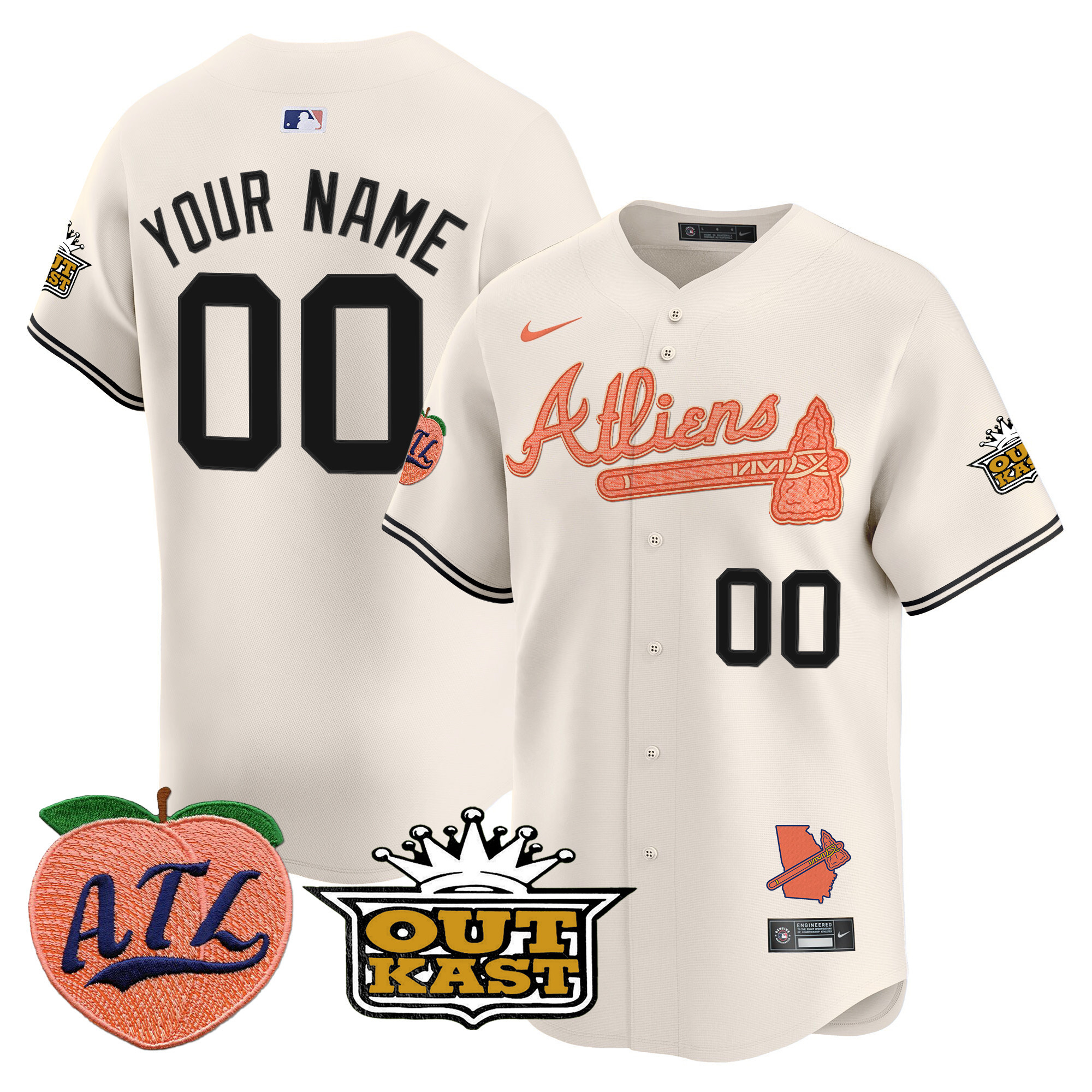 Atlanta Braves Atliens & Peach Vapor Premier Limited Custom Jersey - All Stitched - Image 2