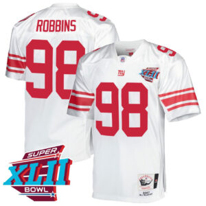 Fred Robbins New York Giants White Super Bowl XLII Throwback Jersey - All Stitched