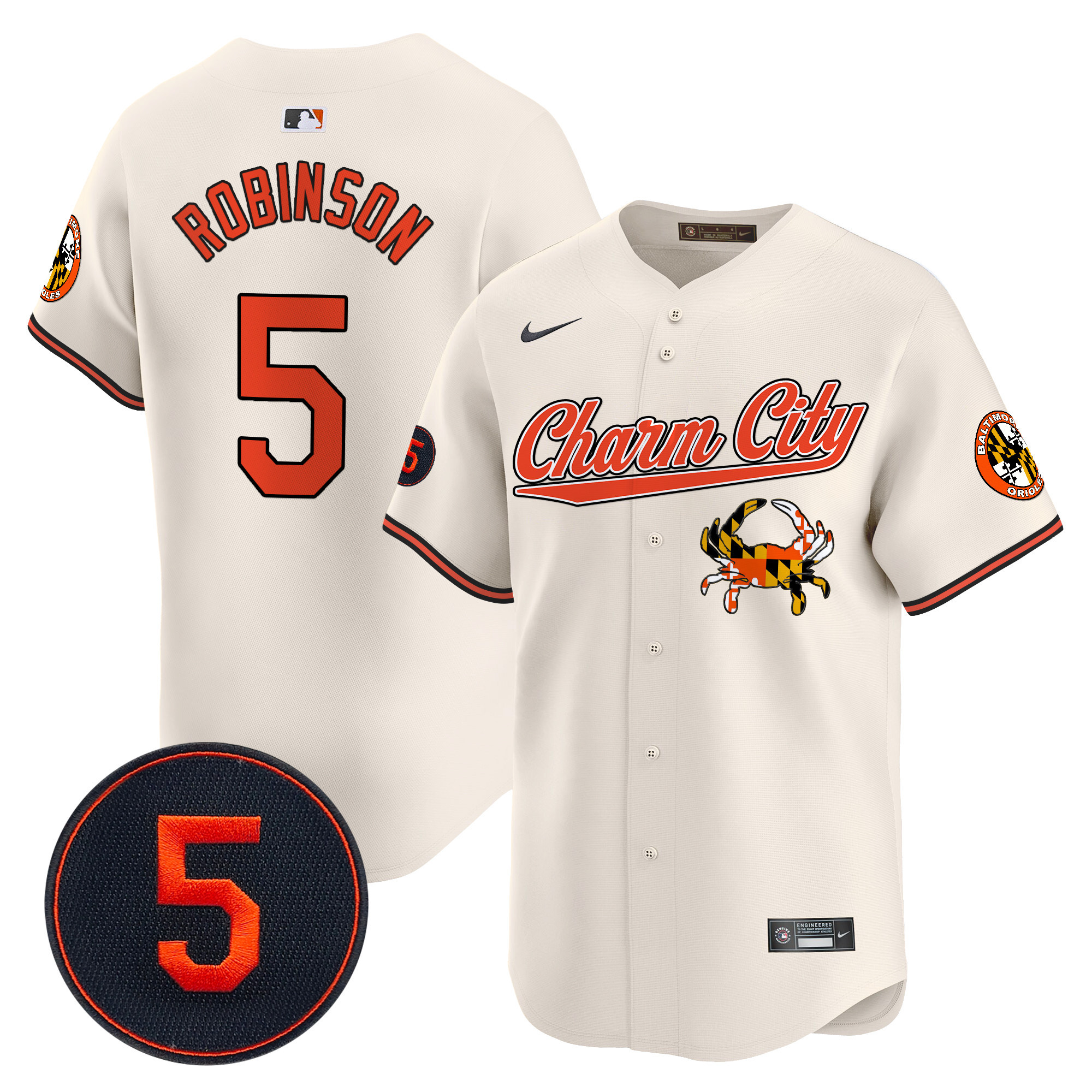 Men’s Baltimore Orioles Robinson Patch Vapor Premier Limited Jersey V8 - All Stitched - Image 2