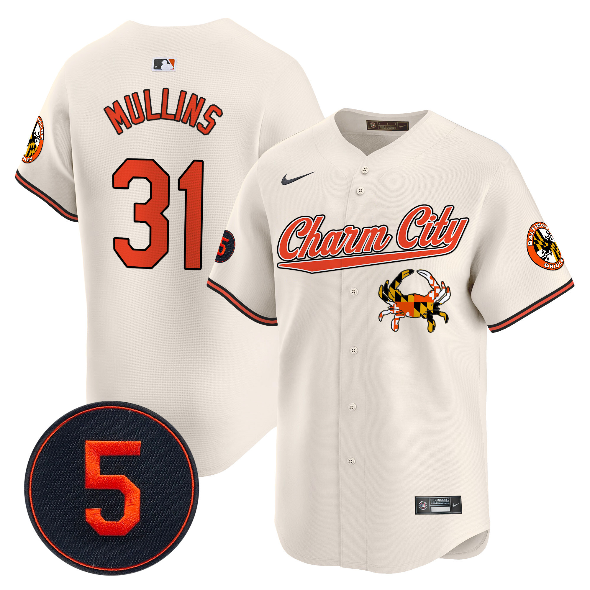Men’s Baltimore Orioles Robinson Patch Vapor Premier Limited Jersey V8 - All Stitched - Image 4