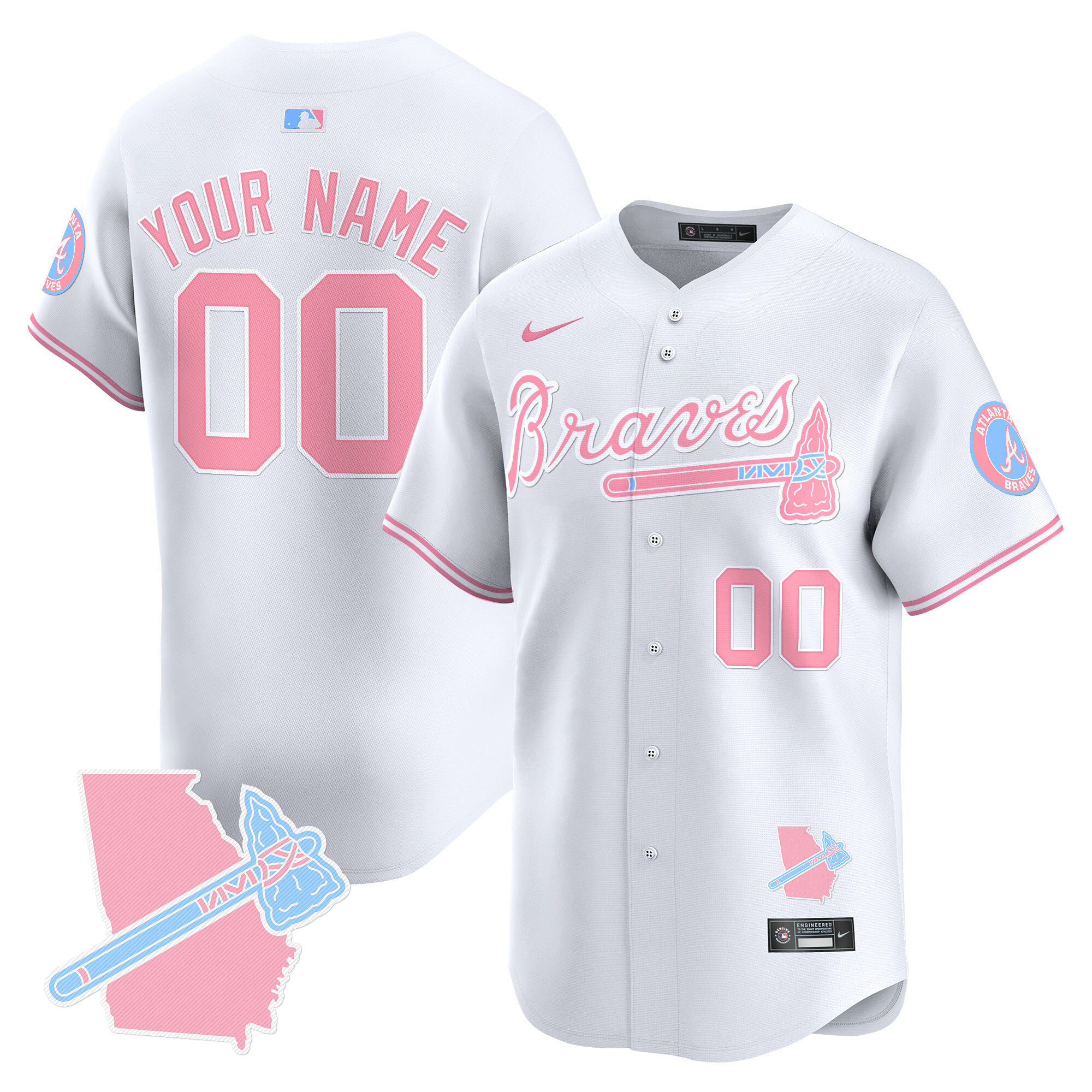 Atlanta Braves Bubblegum Pink Vapor Premier Limited Custom Jersey - All Stitched - Image 2