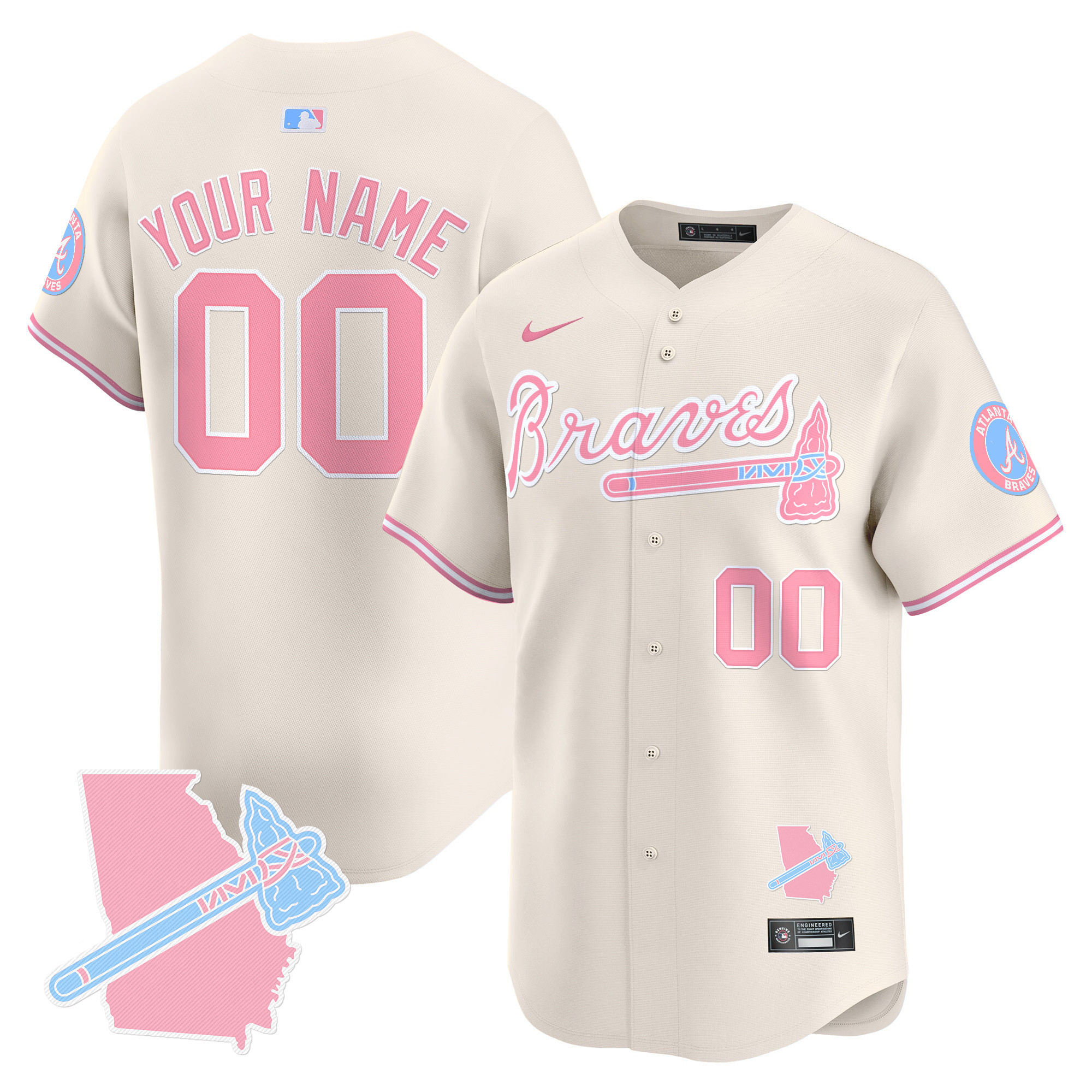 Atlanta Braves Bubblegum Pink Vapor Premier Limited Custom Jersey - All Stitched - Image 3