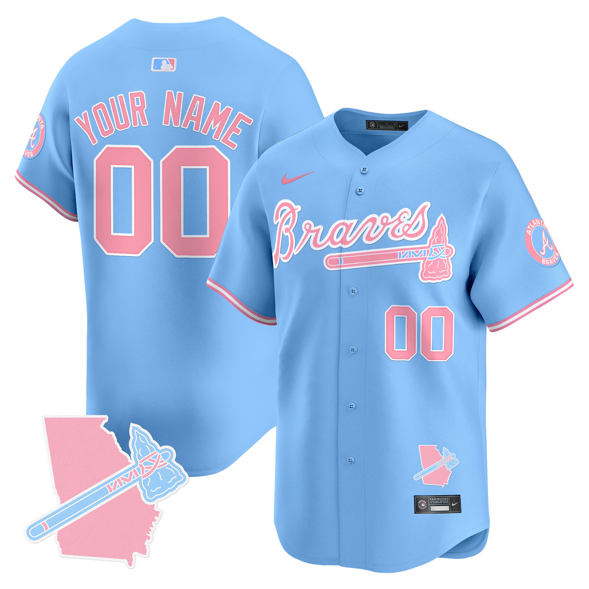 Atlanta Braves Bubblegum Pink Vapor Premier Limited Custom Jersey - All Stitched - Image 4