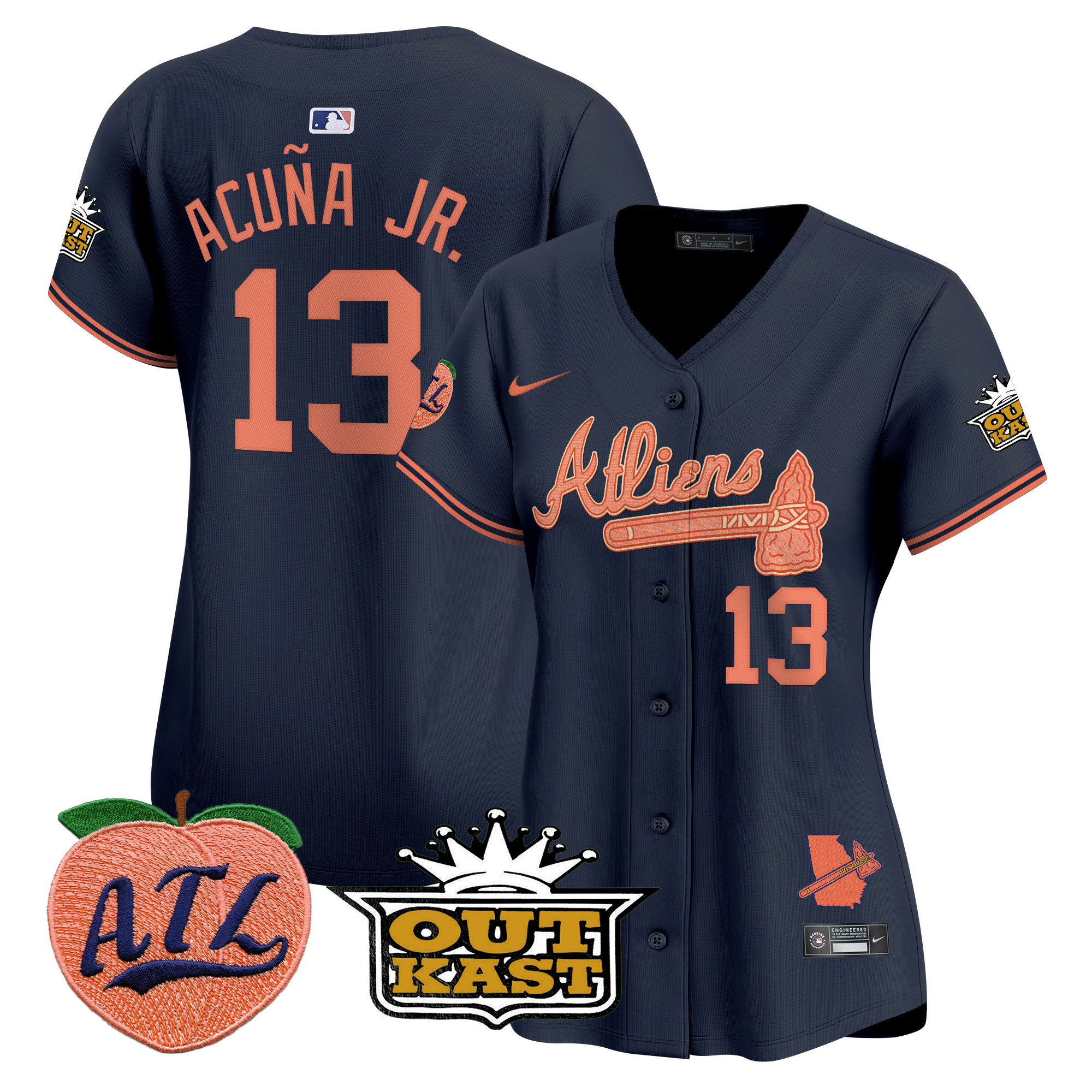 Women's Atlanta Braves Atliens & Peach Vapor Premier Limited Jersey - All Stitched - Image 21