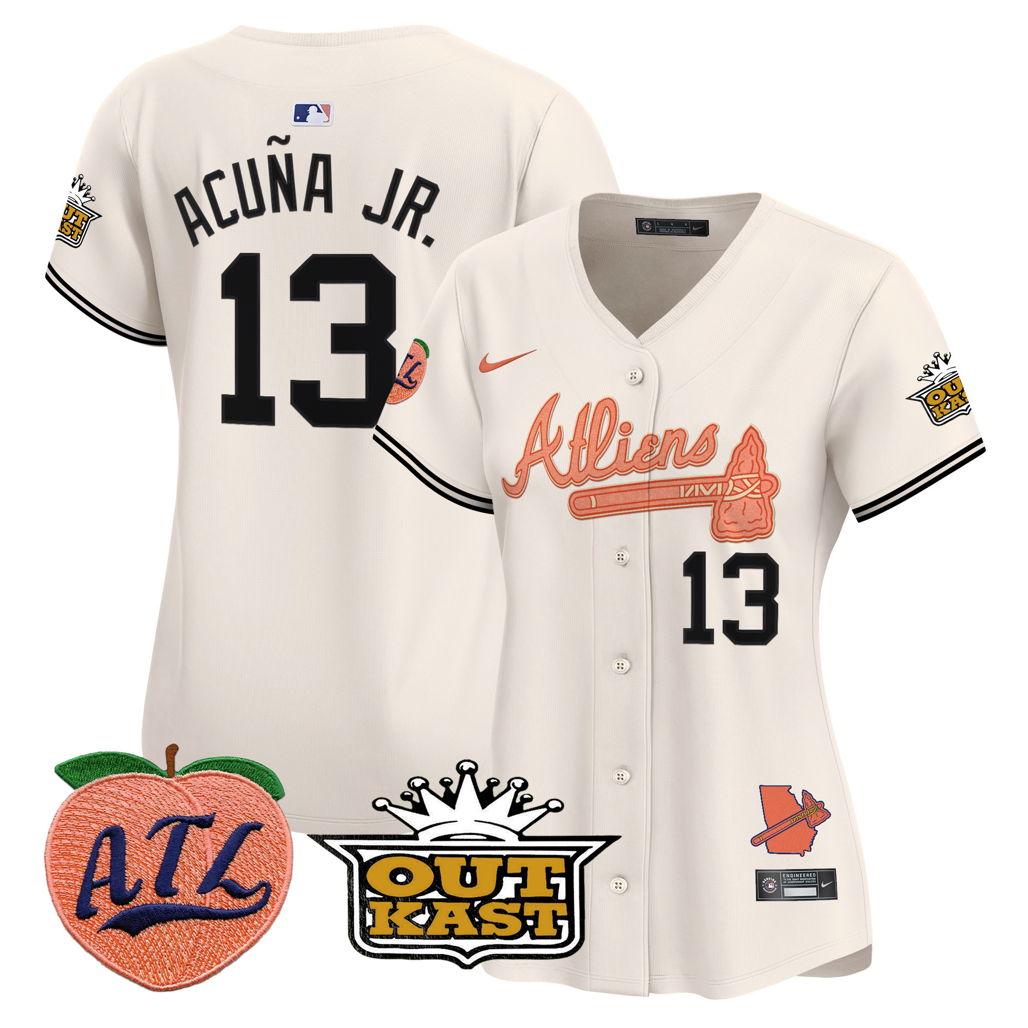Women's Atlanta Braves Atliens & Peach Vapor Premier Limited Jersey - All Stitched - Image 11