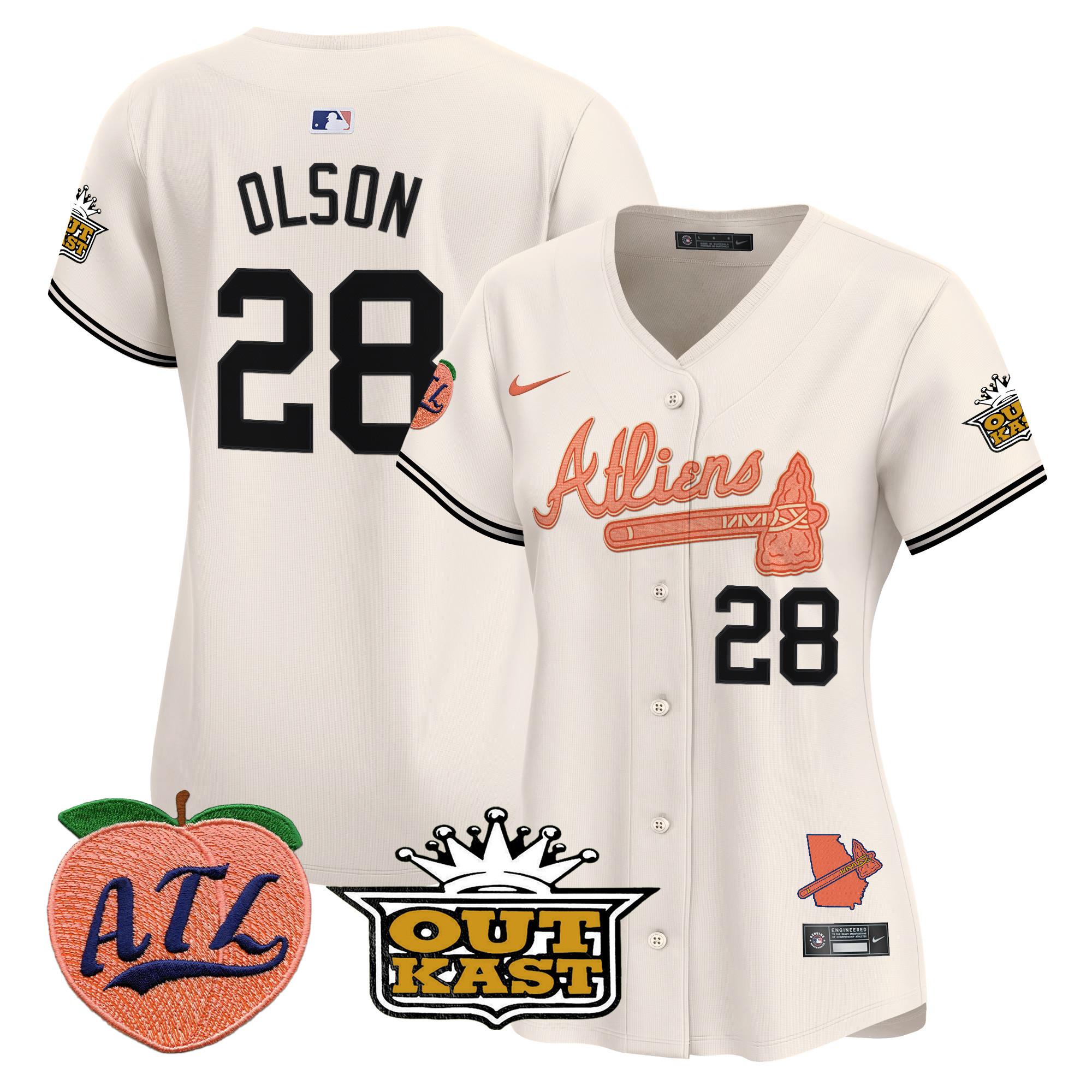 Women's Atlanta Braves Atliens & Peach Vapor Premier Limited Jersey - All Stitched - Image 16