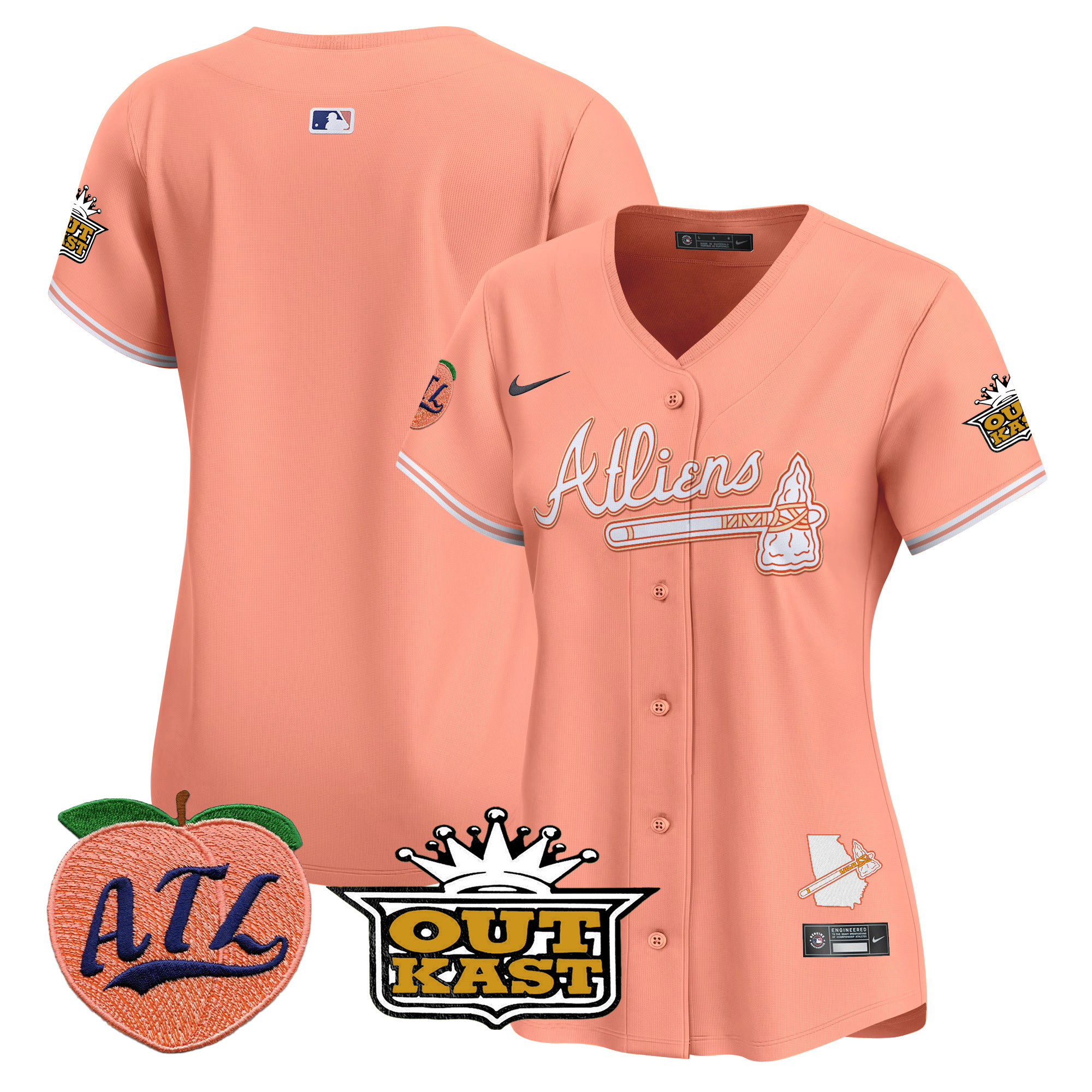 Women's Atlanta Braves Atliens & Peach Vapor Premier Limited Jersey - All Stitched - Image 10