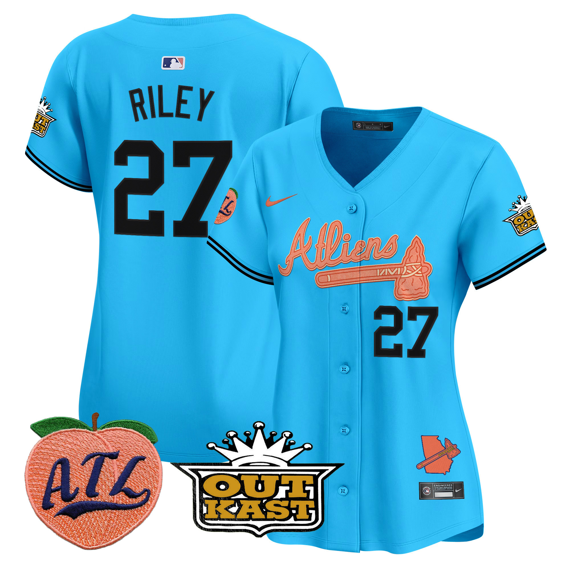 Women's Atlanta Braves Atliens & Peach Vapor Premier Limited Jersey - All Stitched - Image 32