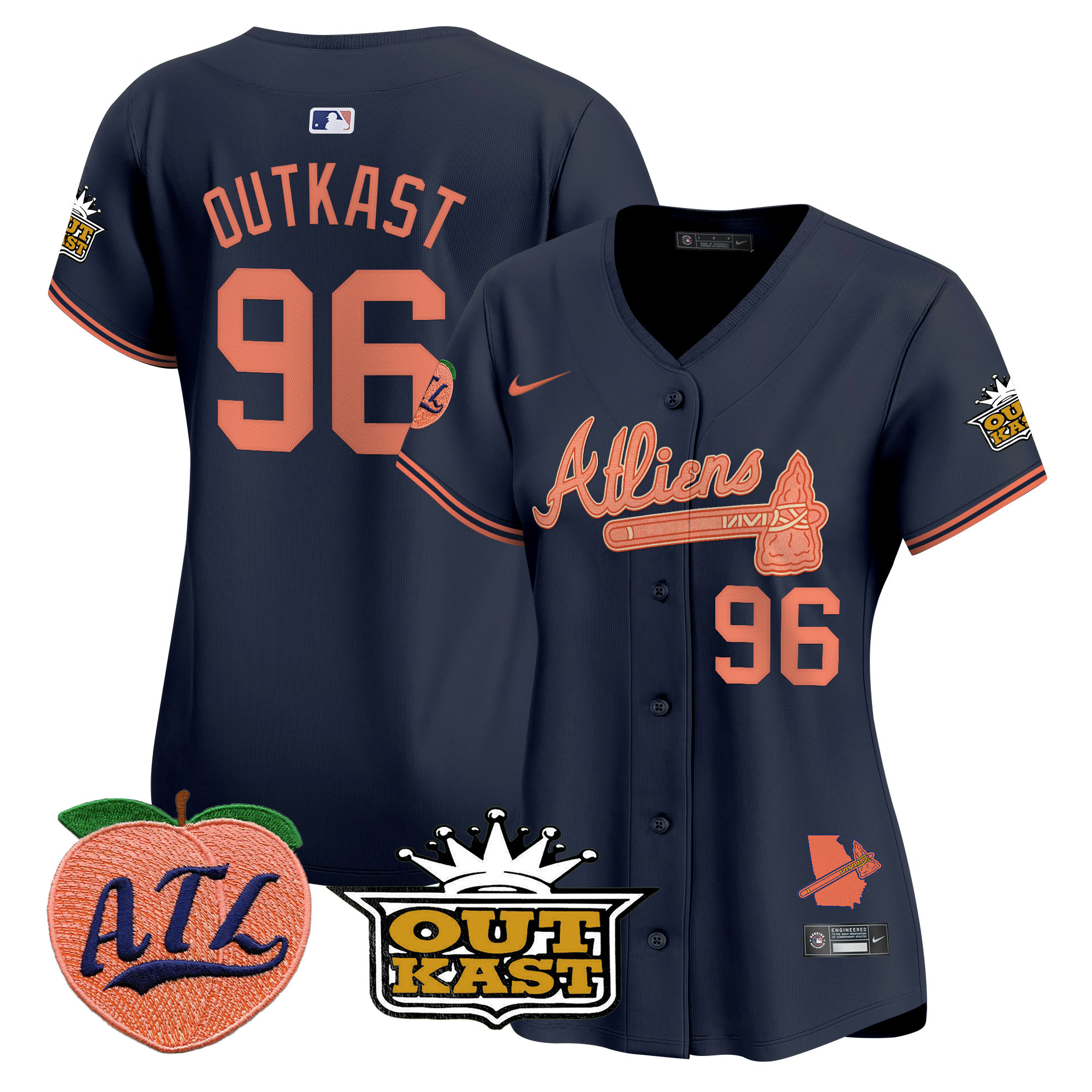 Women's Atlanta Braves Atliens & Peach Vapor Premier Limited Jersey - All Stitched - Image 23