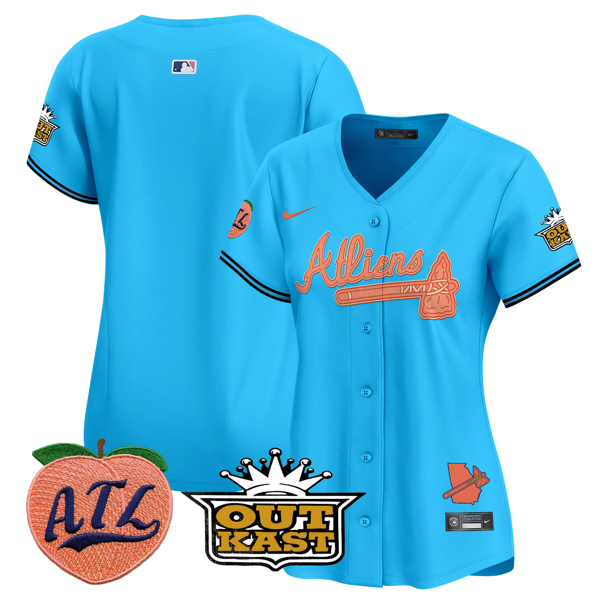 Women's Atlanta Braves Atliens & Peach Vapor Premier Limited Jersey - All Stitched - Image 40