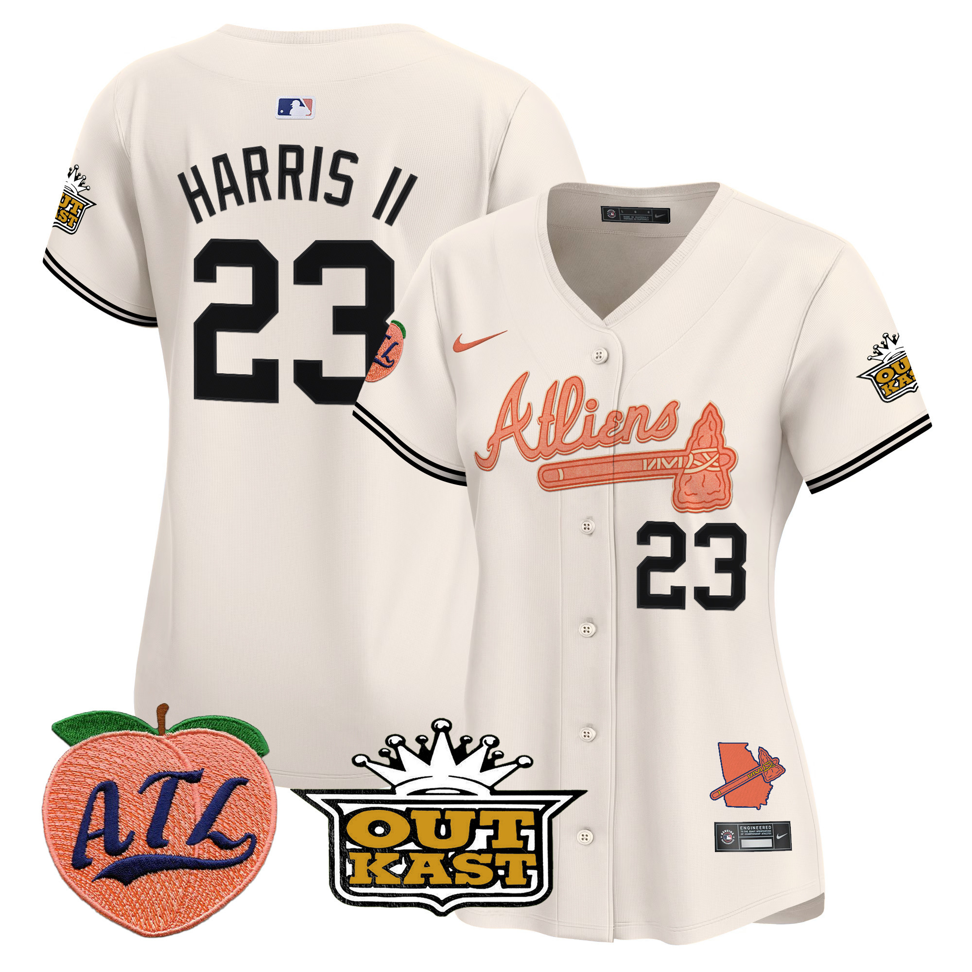 Women's Atlanta Braves Atliens & Peach Vapor Premier Limited Jersey - All Stitched - Image 15