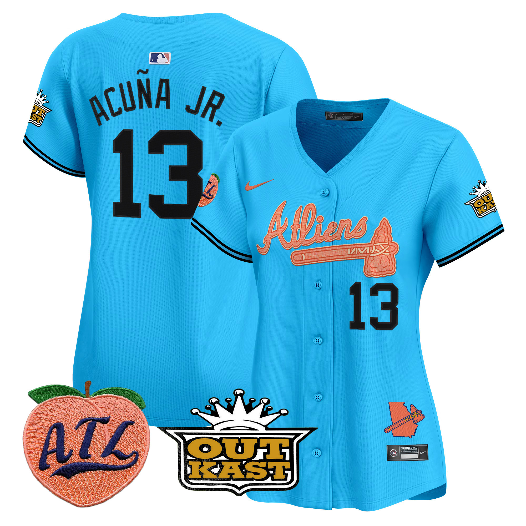 Women's Atlanta Braves Atliens & Peach Vapor Premier Limited Jersey - All Stitched - Image 31