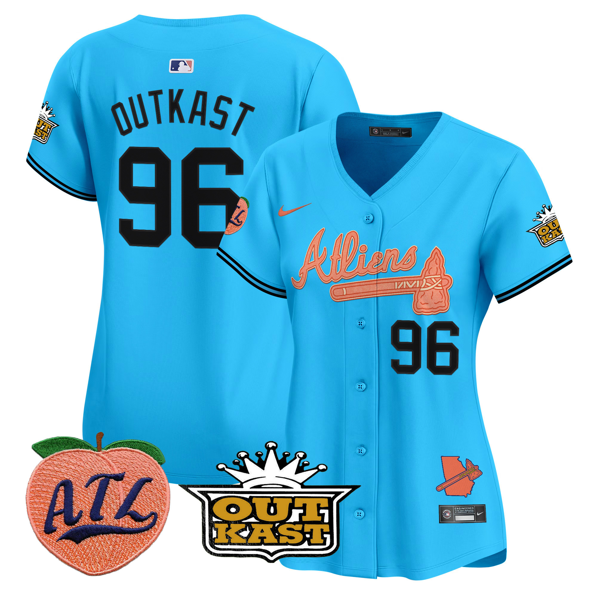 Women's Atlanta Braves Atliens & Peach Vapor Premier Limited Jersey - All Stitched - Image 33
