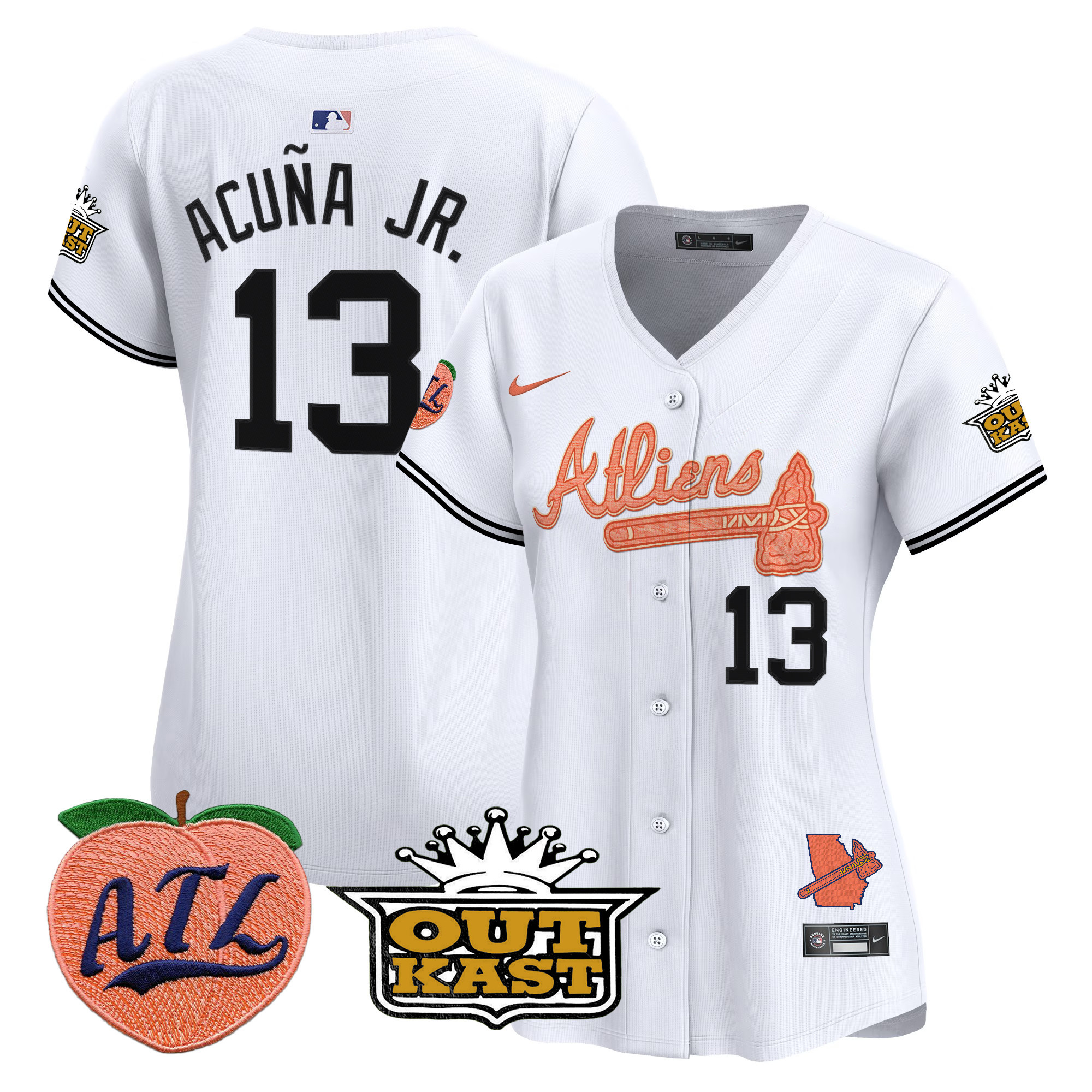 Women's Atlanta Braves Atliens & Peach Vapor Premier Limited Jersey - All Stitched - Image 41