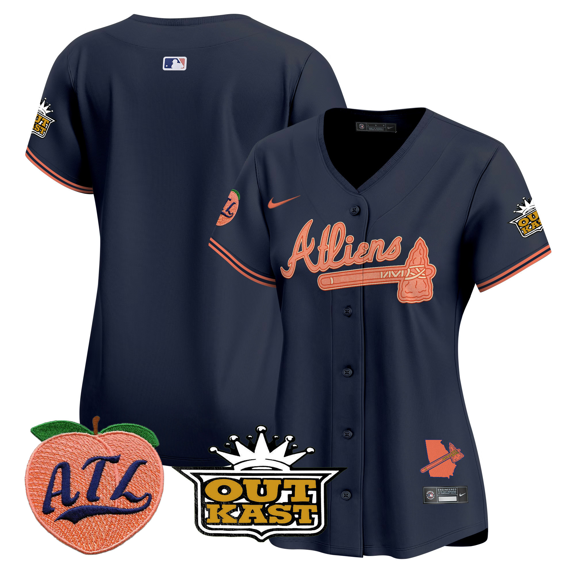 Women's Atlanta Braves Atliens & Peach Vapor Premier Limited Jersey - All Stitched - Image 30