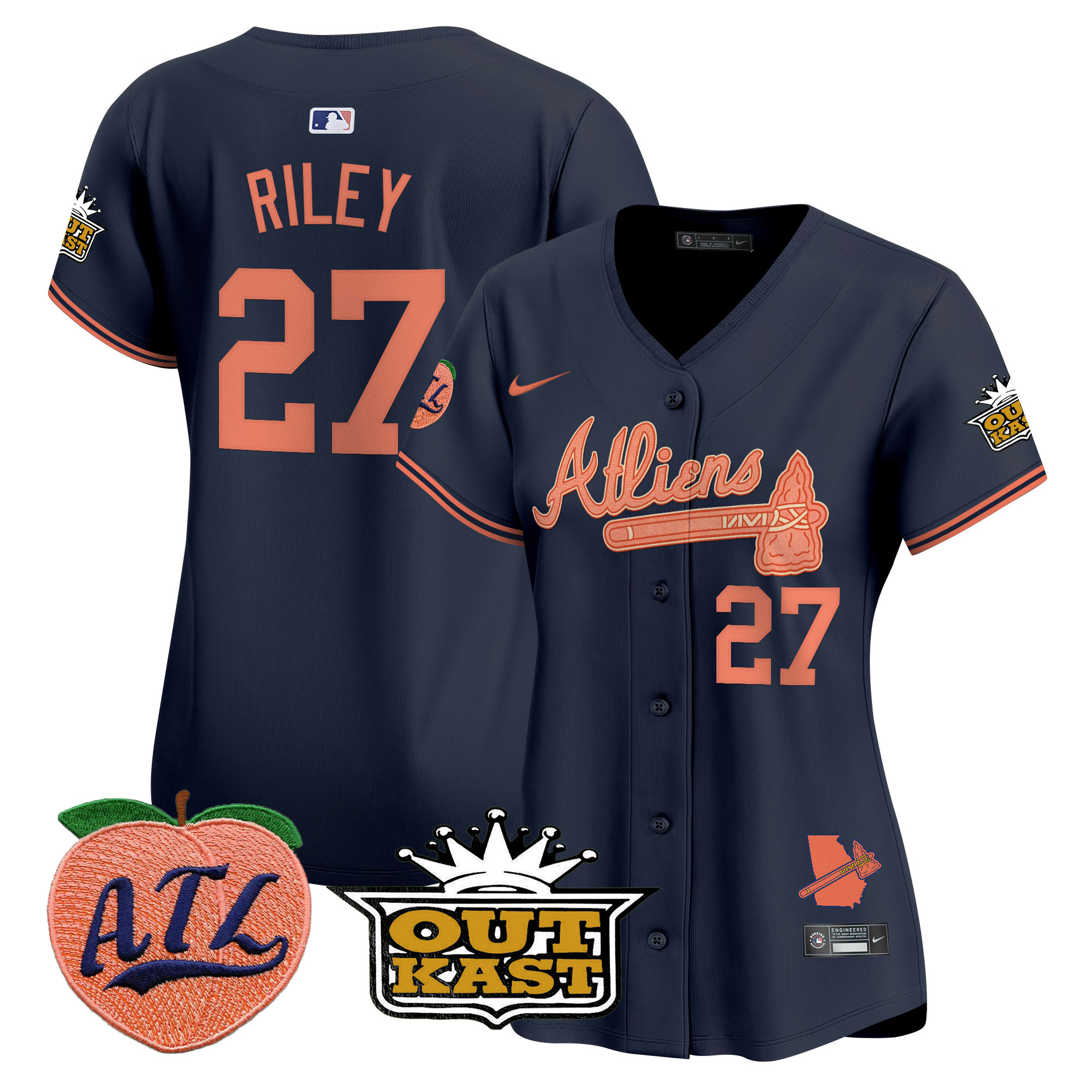 Women's Atlanta Braves Atliens & Peach Vapor Premier Limited Jersey - All Stitched - Image 22