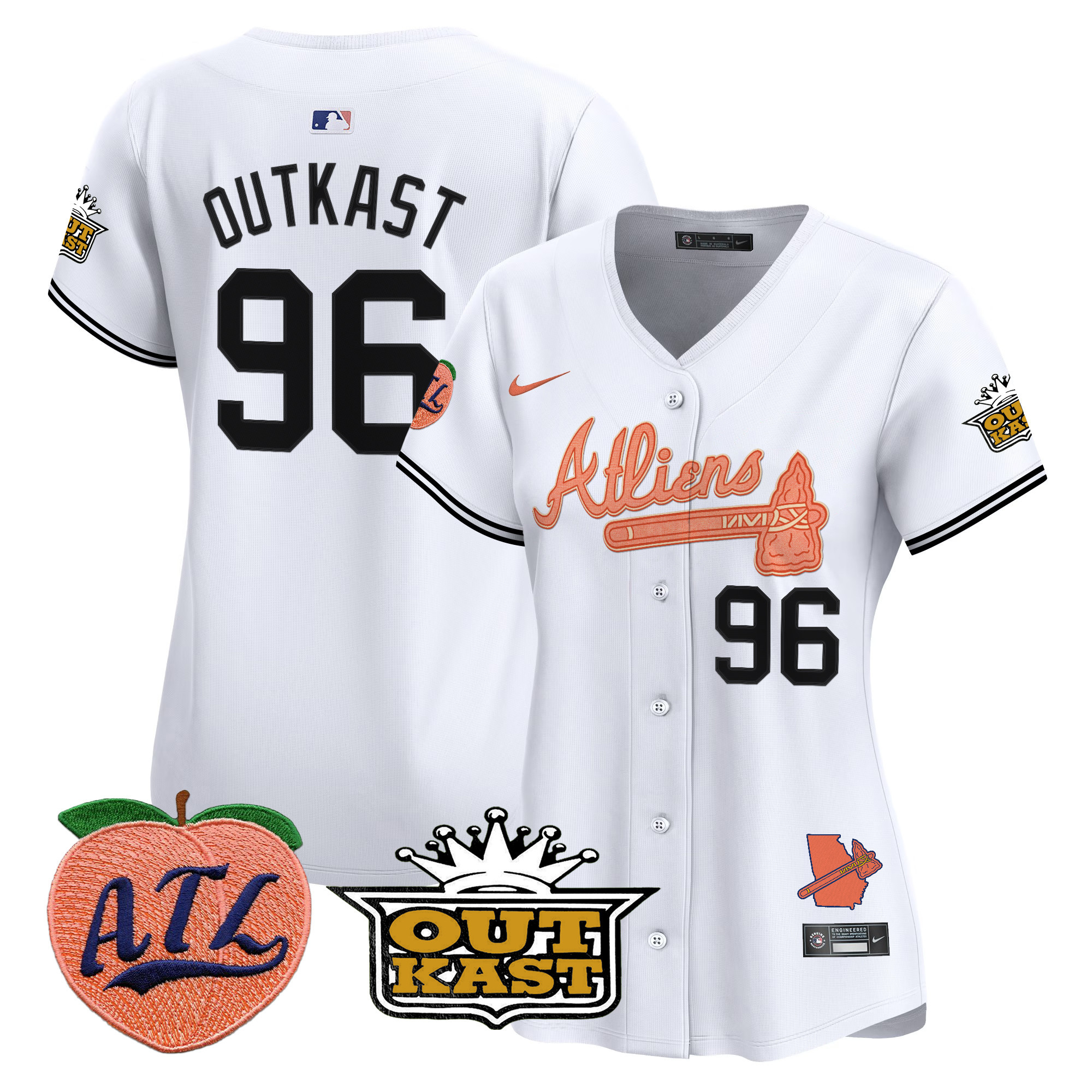 Women's Atlanta Braves Atliens & Peach Vapor Premier Limited Jersey - All Stitched - Image 43