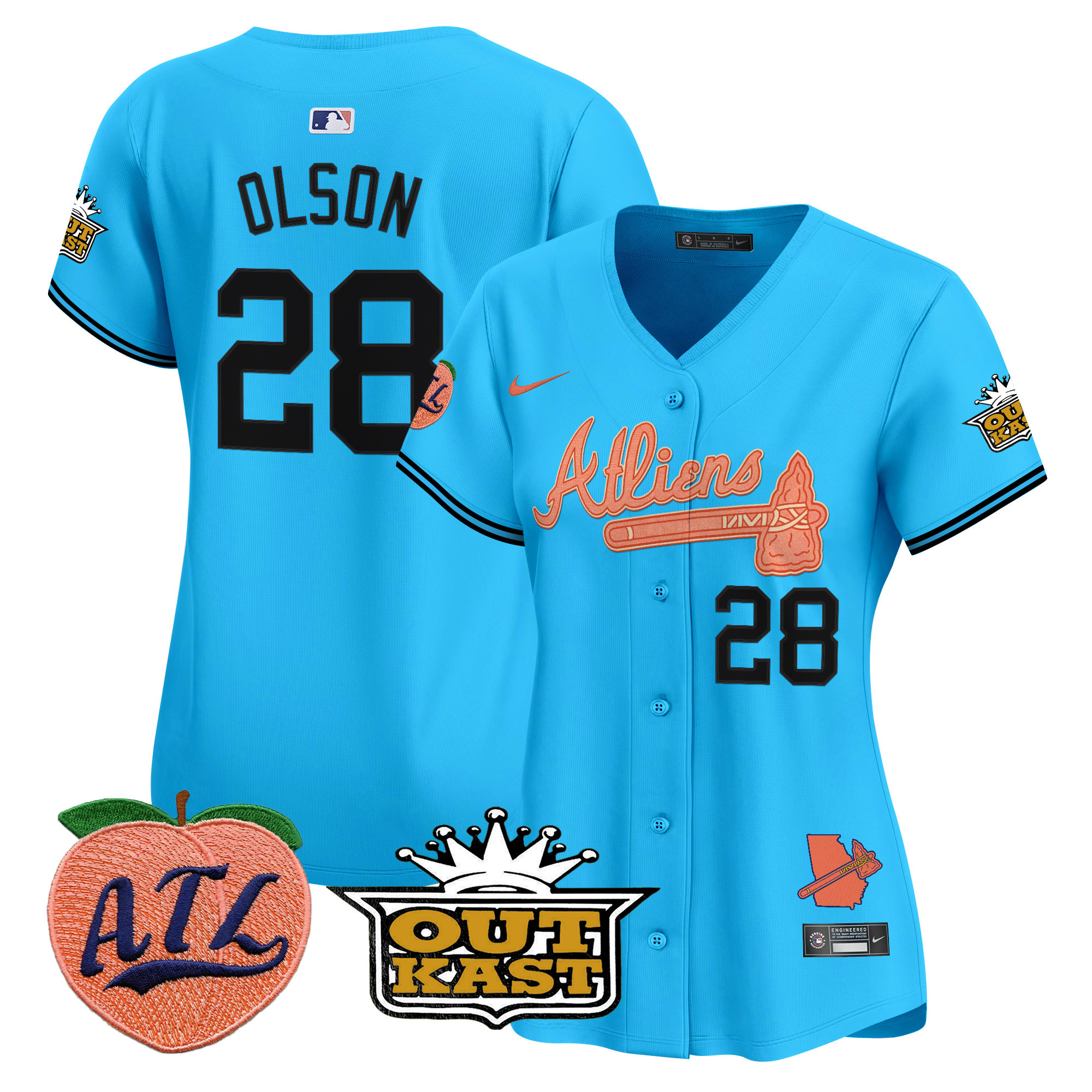 Women's Atlanta Braves Atliens & Peach Vapor Premier Limited Jersey - All Stitched - Image 36