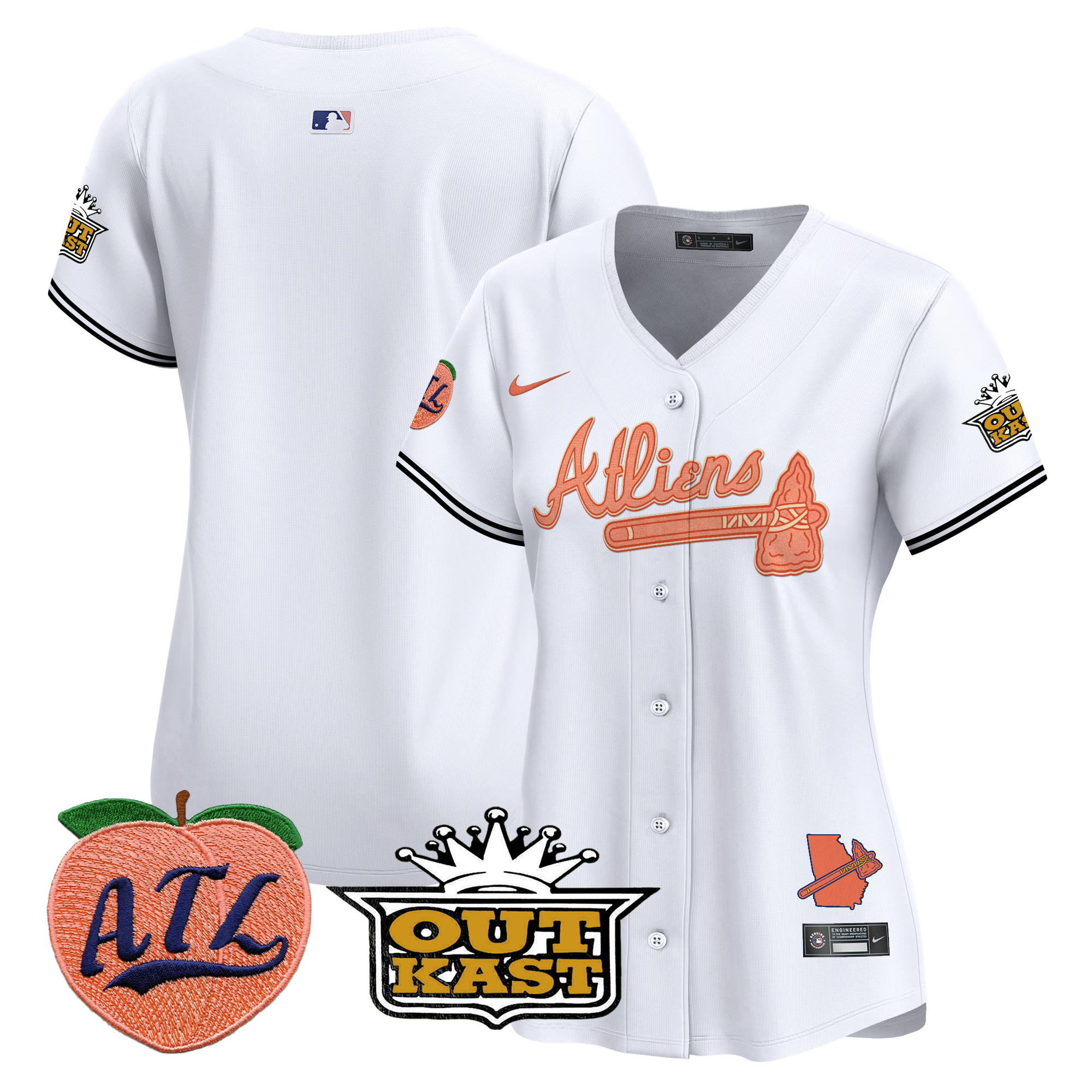 Women's Atlanta Braves Atliens & Peach Vapor Premier Limited Jersey - All Stitched - Image 50