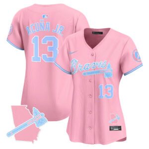 Women's Atlanta Braves Bubblegum Pink Vapor Premier Limited Jersey - All Stitched