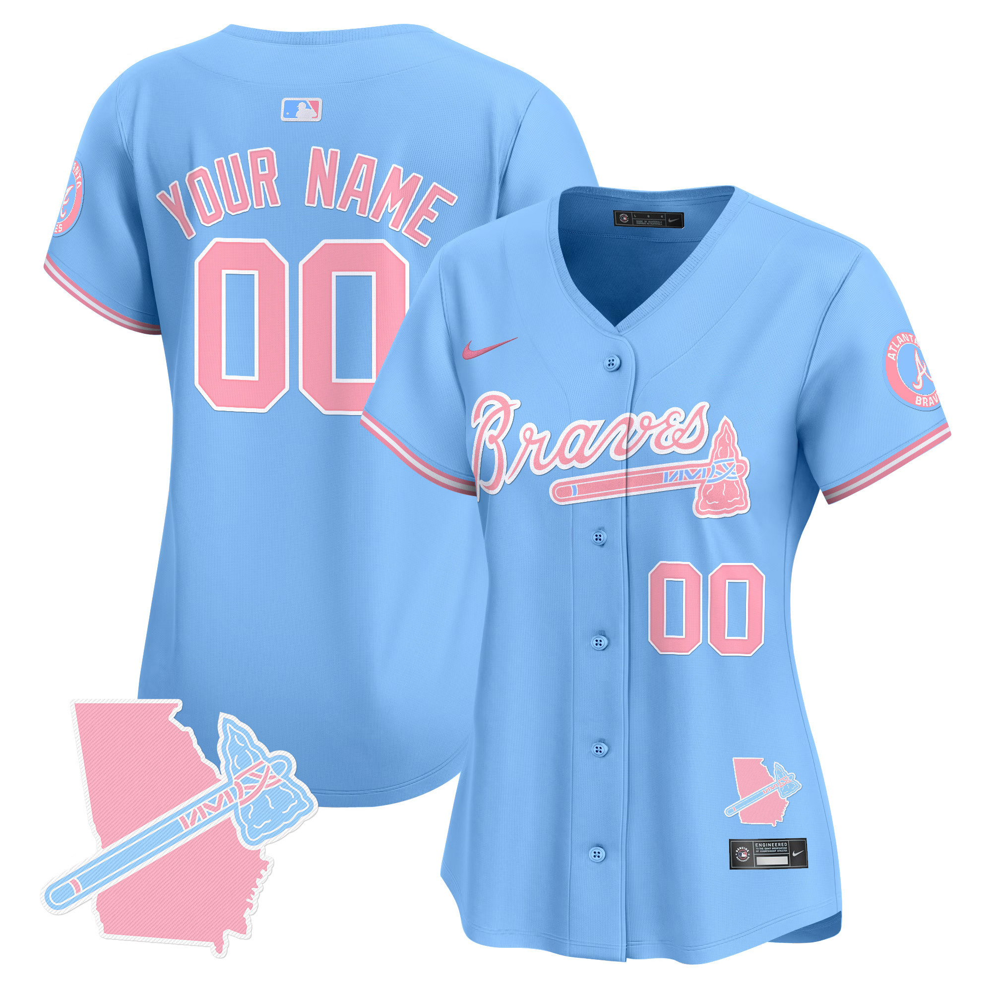 Atlanta Braves Bubblegum Pink Vapor Premier Limited Custom Jersey - All Stitched - Image 9