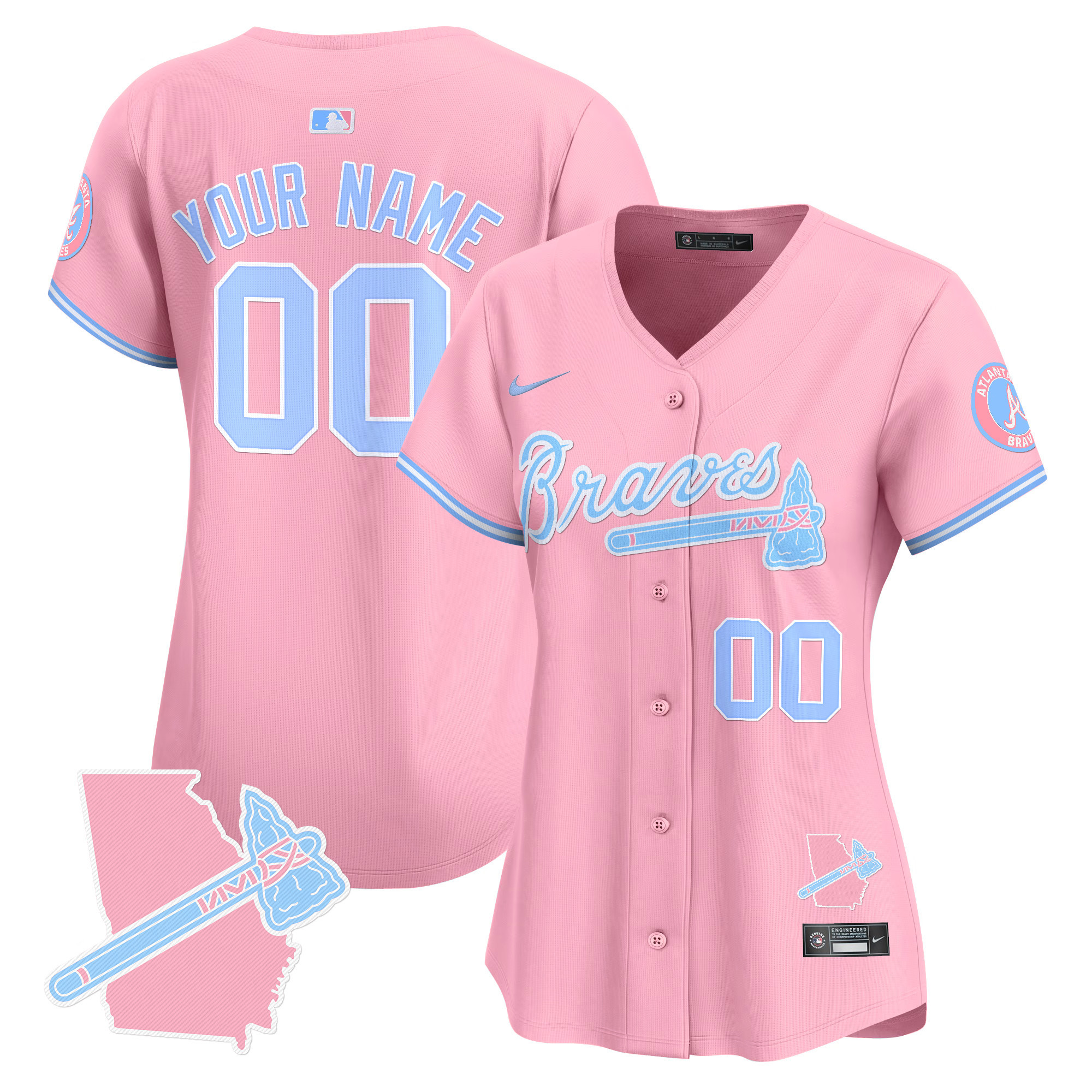 Atlanta Braves Bubblegum Pink Vapor Premier Limited Custom Jersey - All Stitched - Image 6