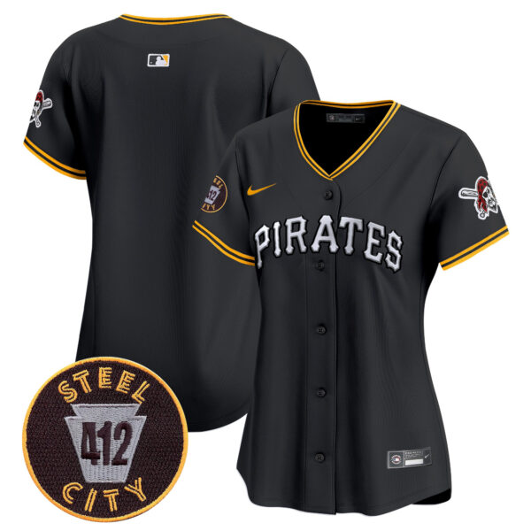 Women's Pittsburgh Pirates 412 Patch Vapor Premier Limited Jersey V6 - All Stitched - Image 14