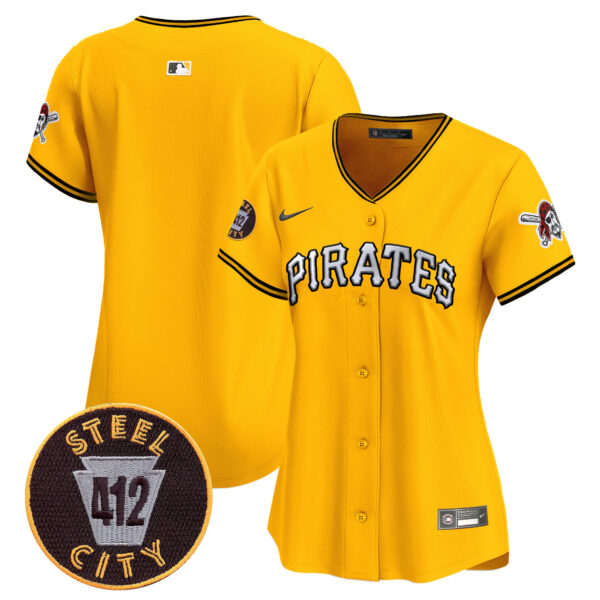 Women's Pittsburgh Pirates 412 Patch Vapor Premier Limited Jersey V6 - All Stitched - Image 28
