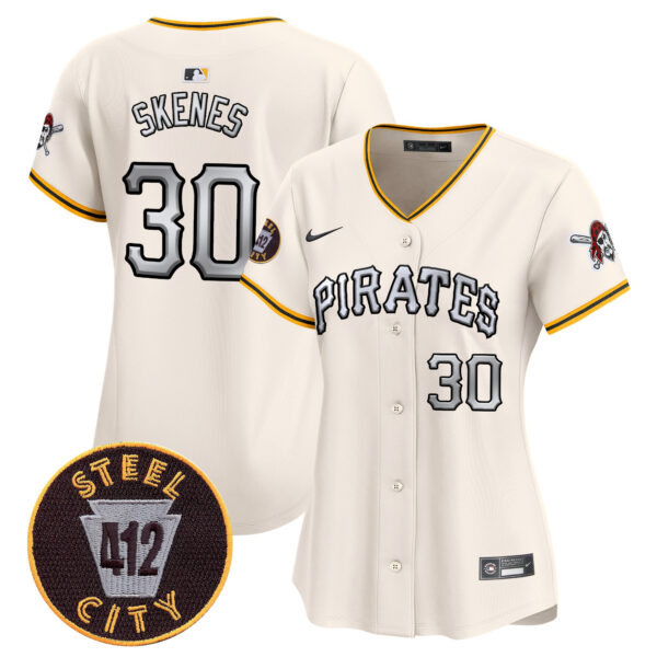 Women's Pittsburgh Pirates 412 Patch Vapor Premier Limited Jersey V6 - All Stitched - Image 18