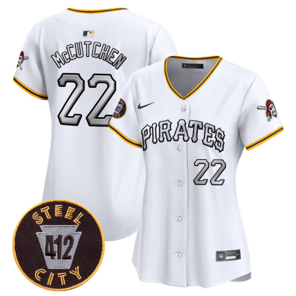 Women's Pittsburgh Pirates 412 Patch Vapor Premier Limited Jersey V6 - All Stitched - Image 2
