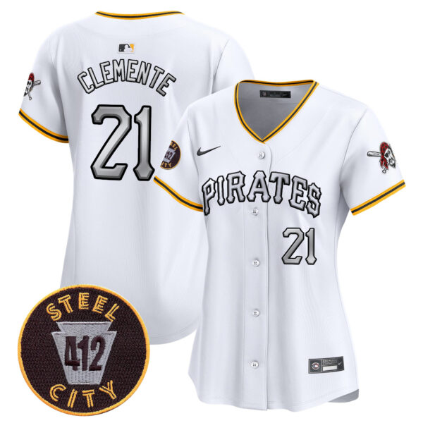 Women's Pittsburgh Pirates 412 Patch Vapor Premier Limited Jersey V6 - All Stitched - Image 5