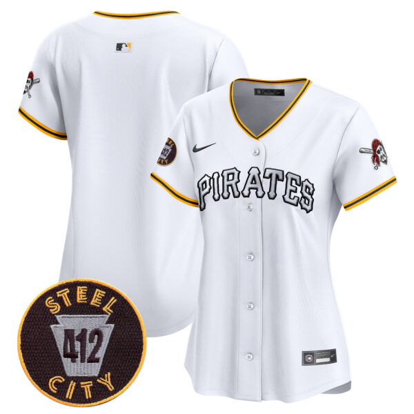 Women's Pittsburgh Pirates 412 Patch Vapor Premier Limited Jersey V6 - All Stitched - Image 7