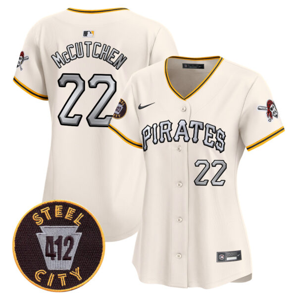 Women's Pittsburgh Pirates 412 Patch Vapor Premier Limited Jersey V6 - All Stitched - Image 16