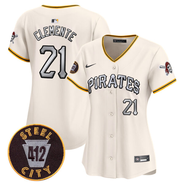 Women's Pittsburgh Pirates 412 Patch Vapor Premier Limited Jersey V6 - All Stitched - Image 19