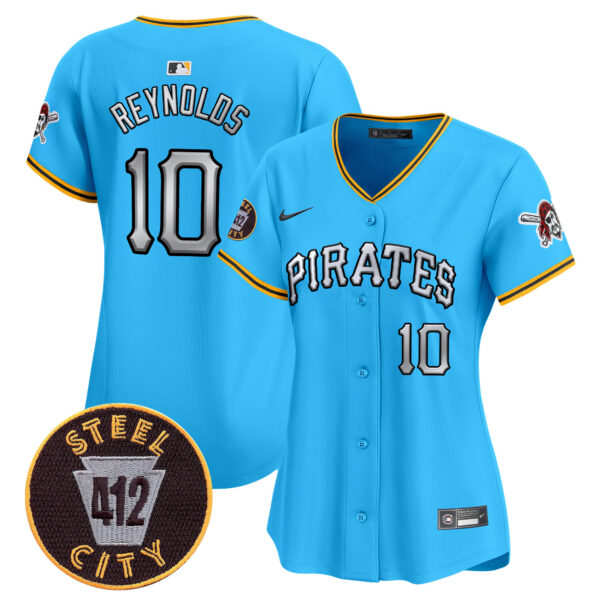 Women's Pittsburgh Pirates 412 Patch Vapor Premier Limited Jersey V6 - All Stitched - Image 29