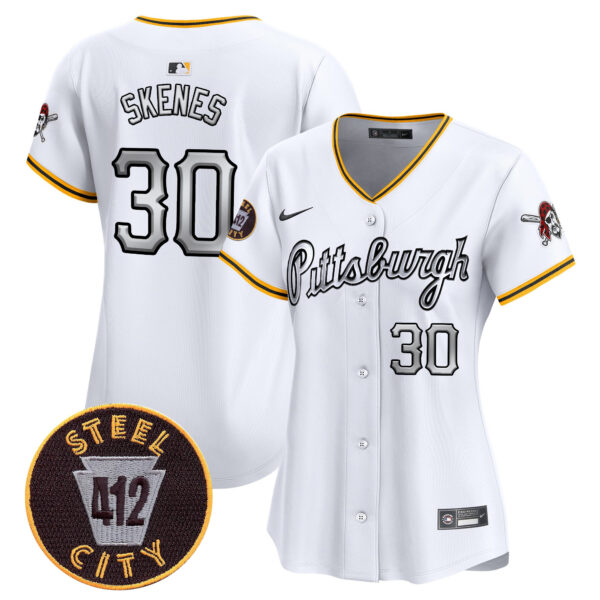 Women's Pittsburgh Pirates 412 Patch Vapor Premier Limited Jersey V7 - All Stitched - Image 4