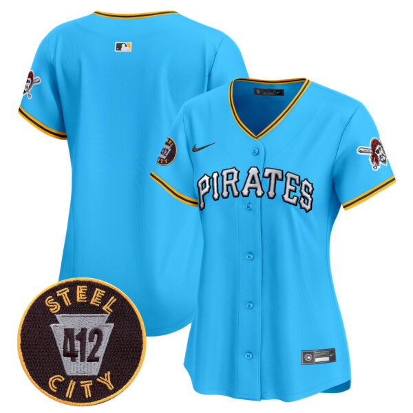 Women's Pittsburgh Pirates 412 Patch Vapor Premier Limited Jersey V6 - All Stitched - Image 35